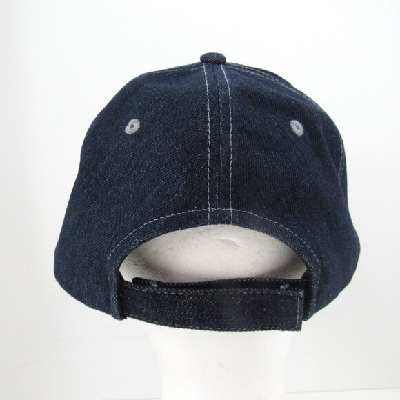 Vienna 1237 Embroidered Logo Men's Blue Jean Look Adjustable Strap Back Cap Hat - Picture 7 of 10